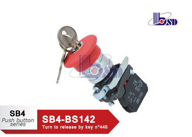 Red  Push Button Switch SB4 Series Selector Key Switch Pollution Grade III